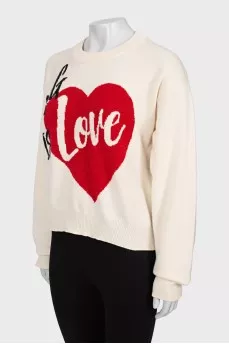 Cashmere sweater with print