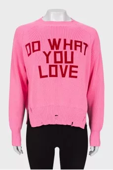 Pink distressed sweater