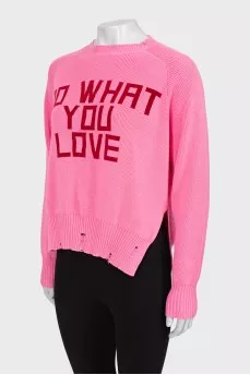 Pink distressed sweater