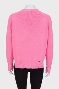 Pink distressed sweater