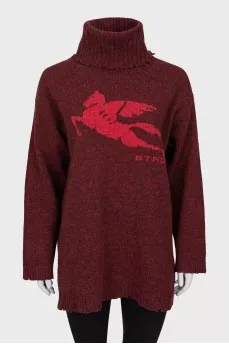 Long sweater with high neck