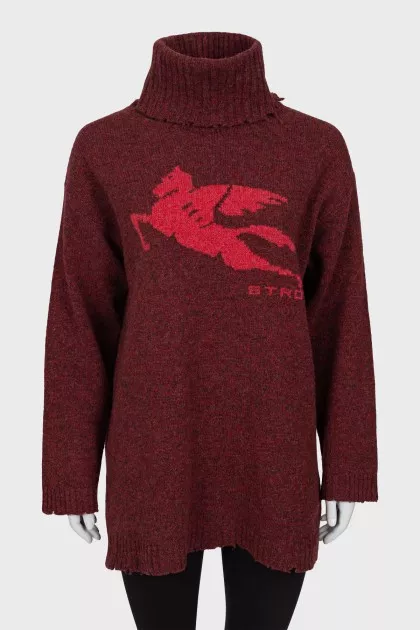 Long sweater with high neck