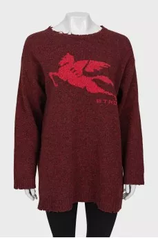 Long sweater with high neck