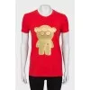 Red T-shirt with gold print