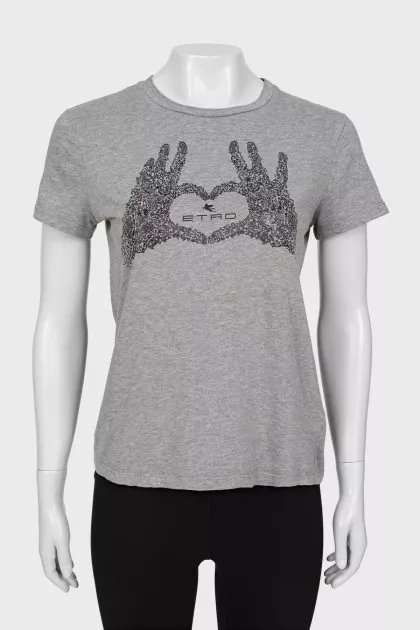 Gray T-shirt with brand logo