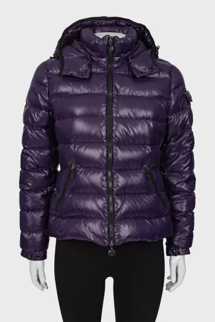 Purple down jacket with hood