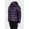 Purple down jacket with hood