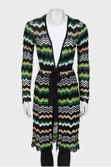 Knitted cardigan with belt
