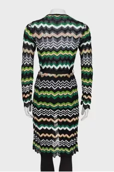 Knitted cardigan with belt