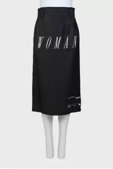 Black skirt with embroidered print