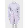 Shirtdress with striped waistband