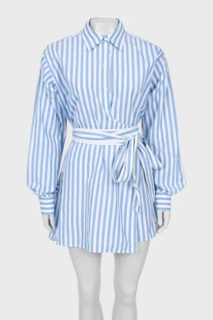 Mini dress with striped waistband