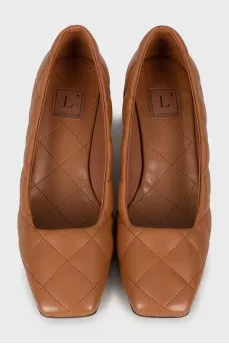 Brown quilted shoes