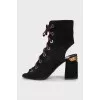 Open-toe suede ankle boots