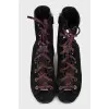 Open-toe suede ankle boots