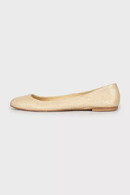 Gold embossed ballet flats