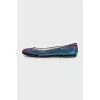 Suede ballet shoes decorated with rhinestones