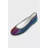 Suede ballet shoes decorated with rhinestones