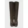 High-heeled leather boots