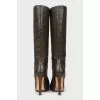 High-heeled leather boots