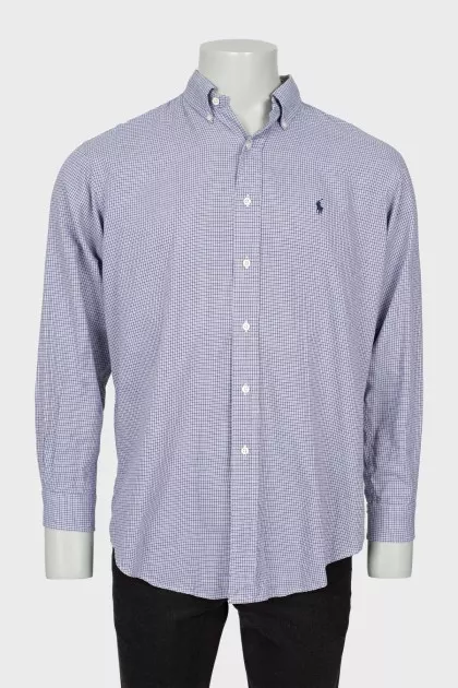 Men's checkered shirt with embroidered logo