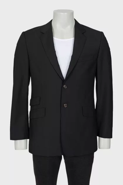Men's black single-breasted jacket
