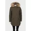 Green parka with raccoon fur
