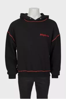 Men's black hoodie with embroidery