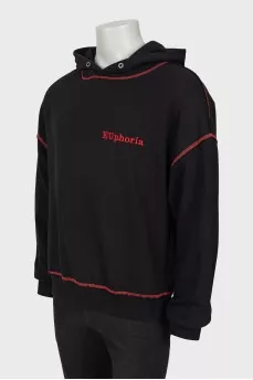 Men's black hoodie with embroidery
