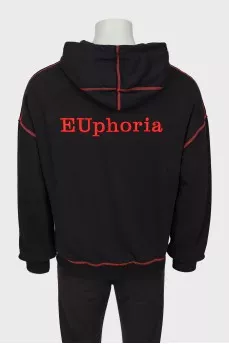 Men's black hoodie with embroidery