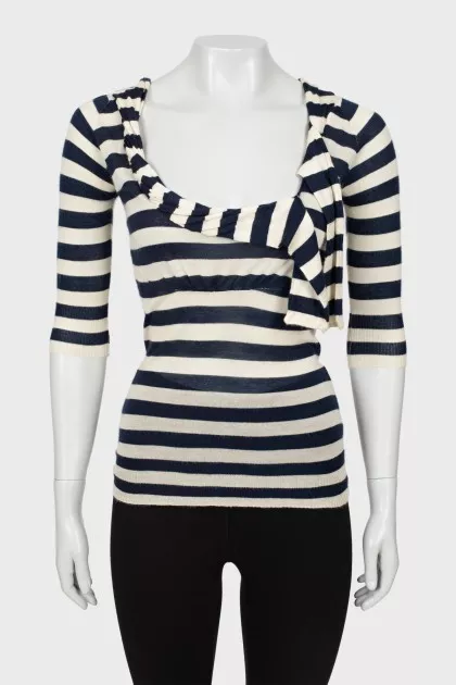 Striped top with 3/4 sleeves