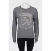 Gray ribbed sweatshirt
