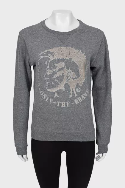 Gray ribbed sweatshirt