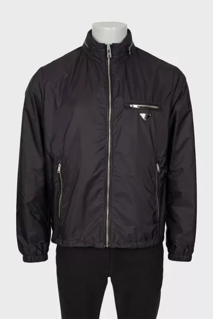 Men's black windbreaker