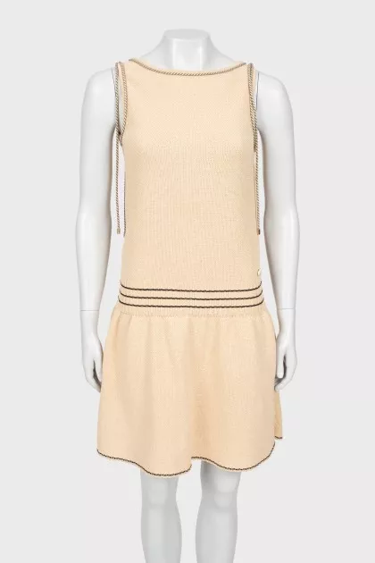 Two-tone tie shoulder dress