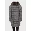 Checked wool coat with fur