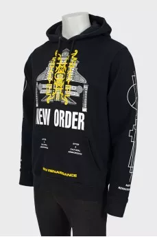 Men's black printed hoodie
