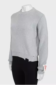 Gray sweater with ripped effect