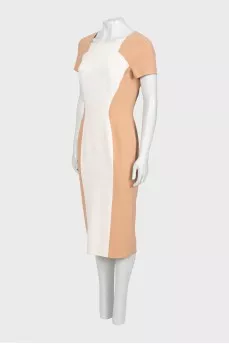 Двоколірна сукня міді