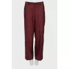 Burgundy printed trousers