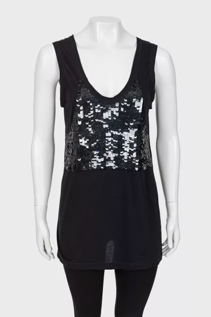 Relaxed tank top with sequins