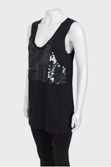Relaxed tank top with sequins