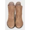 Suede boots with metal rhinestones