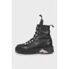 Leather boots with silver hardware