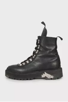 Leather boots with silver hardware