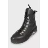 Leather boots with silver hardware