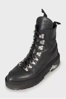 Leather boots with silver hardware