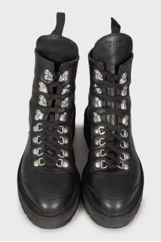 Leather boots with silver hardware