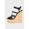 Patent wedge sandals