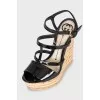 Patent wedge sandals